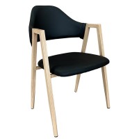 Καρέκλα Τραπεζαρίας ArteLibre SOLANA Μαύρο-Φυσικό PU-Μέταλλο 51x51x81cm