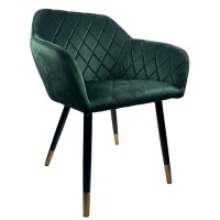 Καρέκλα Τραπεζαρίας ArteLibre ESPERANZA Πράσινο-Μαύρο Βελούδο-Μέταλλο 56x60x81cm