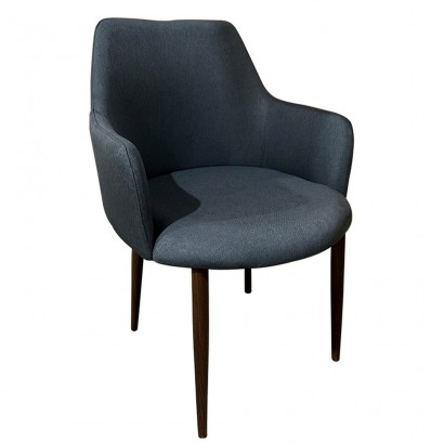 Καρέκλα Τραπεζαρίας ArteLibre LUZIA Γκρι-Καρυδί Ύφασμα-Μέταλλο 57x60x78cm