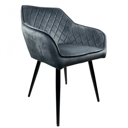 Καρέκλα Τραπεζαρίας ArteLibre FLORENCIA Γκρι-Μαύρο Βελούδο-Μέταλλο 56x60x81cm