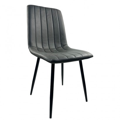 Καρέκλα Τραπεζαρίας ArteLibre YUCARIA Ανθρακί-Μαύρο PU-Μέταλλο 44x55x86cm