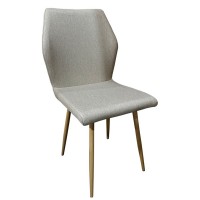 Καρέκλα Τραπεζαρίας ArteLibre LAGOA Ανοιχτό Καφέ-Φυσικό Ύφασμα-Μέταλλο 46x57x86cm