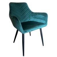 Καρέκλα Τραπεζαρίας ArteLibre FLORITA Πράσινο-Μαύρο Βελούδο-Μέταλλο 55x57x84cm