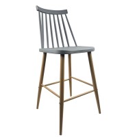 Σκαμπό Bar ArteLibre MARANTA Γκρι-Φυσικό PP-Μέταλλο 45x46x97cm