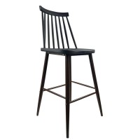 Σκαμπό Bar ArteLibre MARANTA Μαύρο-Καρυδί PP-Μέταλλο 45x46x97cm