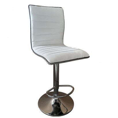 Σκαμπό Bar ArteLibre ENCANTA Λευκό-Χρώμιο PU-Μέταλλο 41x50x59-94-80-115cm