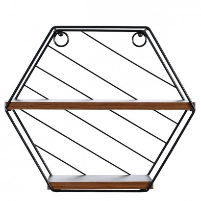 Ράφι Τοίχου ArteLibre SALERNO Μαύρο-Καφέ MDF-Μέταλλο 31x11x27cm