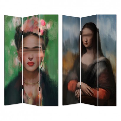 Παραβάν ArteLibre "Μόνα Λίζα και Φρίντα" Καμβάς-Ξύλο 120x180x2.5cm