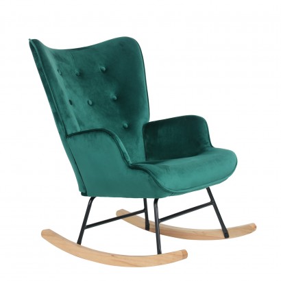 Πολυθρόνα Κουνιστή ArteLibre DARIA Κυπαρισσί Βελούδο-Μέταλλο-Ξύλο 85x69x90cm