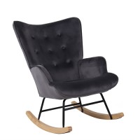 Πολυθρόνα Κουνιστή ArteLibre DARIA Γκρι Βελούδο-Μέταλλο-Ξύλο 85x69x90cm