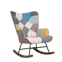 Πολυθρόνα Κουνιστή ArteLibre GERDA Patchwork Ύφασμα-Μέταλλο-Ξύλο 84x69x90cm