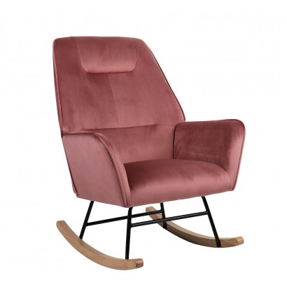 Πολυθρόνα Κουνιστή ArteLibre BERTIE Σάπιο Μήλο Βελούδο-Μέταλλο-Ξύλο 87x72x96cm