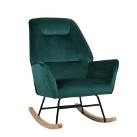 Πολυθρόνα Κουνιστή ArteLibre BERTIE Πράσινο Βελούδο-Μέταλλο-Ξύλο 87x72x96cm