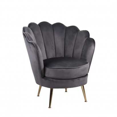 Πολυθρόνα ArteLibre FLORIAN Γκρι Βελούδο-Μέταλλο-Ξύλο 74x80x75cm