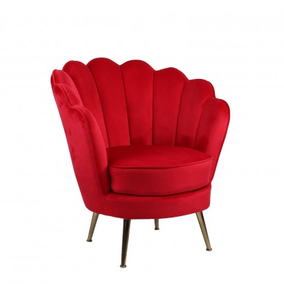 Πολυθρόνα ArteLibre FLORIAN Κόκκινο Βελούδο-Μέταλλο-Ξύλο 74x80x75cm