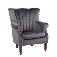 Πολυθρόνα ArteLibre FINN Γκρι Βελούδο-Ξύλο 72x76x78-44cm