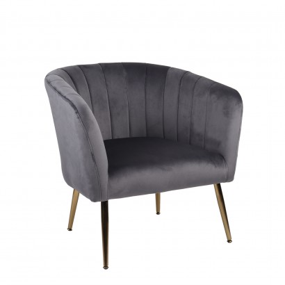 Πολυθρόνα ArteLibre TIANA Γκρι Βελούδο-Ξύλο 52x82x76cm