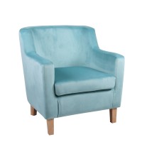 Πολυθρόνα ArteLibre TALIANNA Γαλάζιο Βελούδο-Ξύλο 68x70x77cm