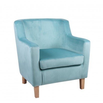 Πολυθρόνα ArteLibre TALIANNA Γαλάζιο Βελούδο-Ξύλο 68x70x77cm