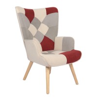 Πολυθρόνα ArteLibre BRIAR Μπορντό-Γκρι Patchwork Ύφασμα-Ξύλο 73x69x96cm Πολυθρόνα ArteLibre BRIAR Μπορντό-Γκρι Patchwork Ύφασμα-Ξύλο 73x69x96cm
