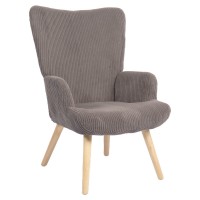 Πολυθρόνα ArteLibre LIRA Γκρι Ύφασμα Κοτλέ-Ξύλο 94.5x64x70.5cm