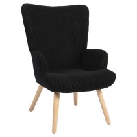 Πολυθρόνα ArteLibre LIRA Μαύρο Ύφασμα Κοτλέ-Ξύλο 94.5x64x70.5cm