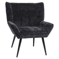 Πολυθρόνα ArteLibre TIVA Μαύρο Ύφασμα Σενίλ-Μέταλλο 84x78x77cm