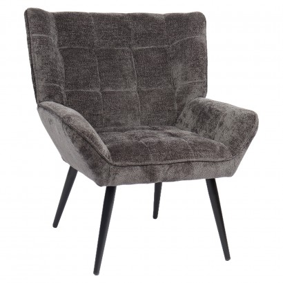 Πολυθρόνα ArteLibre TIVA Γκρι Σκούρο Ύφασμα Σενίλ-Μέταλλο 84x78x77cm