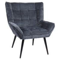 Πολυθρόνα ArteLibre TIVA Μπλε Ύφασμα Σενίλ-Μέταλλο 84x78x77cm