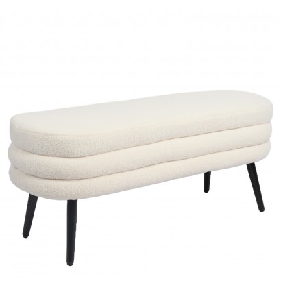 Παγκάκι Ottoman ArteLibre TONDO Λευκό Ύφασμα Teddy-Μέταλλο 42x112x44cm