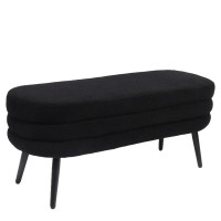 Παγκάκι Ottoman ArteLibre TONDO Μαύρο Ύφασμα Teddy-Μέταλλο 42x112x44cm