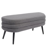 Παγκάκι Ottoman ArteLibre TONDO Γκρι Ύφασμα Teddy-Μέταλλο 42x112x44cm