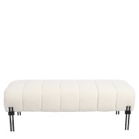 Παγκάκι Ottoman ArteLibre KUBO Λευκό Ύφασμα Teddy-Μέταλλο 40x116.5x50cm