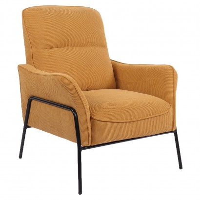 Πολυθρόνα ArteLibre ELAN Πορτοκαλί Ύφασμα Κοτλέ-Μέταλλο 94x77x82cm