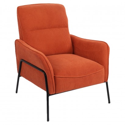 Πολυθρόνα ArteLibre ELAN Σάπιο Μήλο Ύφασμα Κοτλέ-Μέταλλο 94x77x82cm