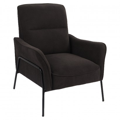Πολυθρόνα ArteLibre ELAN Μαύρο Ύφασμα Κοτλέ-Μέταλλο 94x77x82cm
