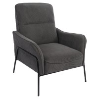 Πολυθρόνα ArteLibre ELAN Γκρι Σκούρο Ύφασμα Κοτλέ-Μέταλλο 94x77x82cm
