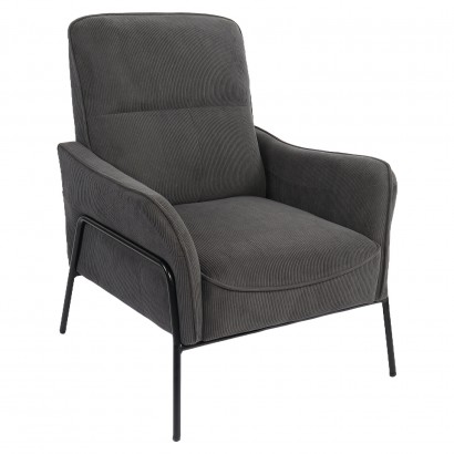 Πολυθρόνα ArteLibre ELAN Γκρι Σκούρο Ύφασμα Κοτλέ-Μέταλλο 94x77x82cm