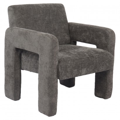 Πολυθρόνα ArteLibre VELORA Γκρι Ανοιχτό Ύφασμα-Ξύλο 75x68x69cm