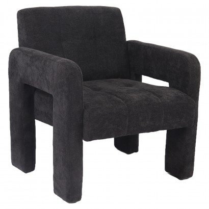 Πολυθρόνα ArteLibre VELORA Γκρι Σκούρο Ύφασμα-Ξύλο 75x68x69cm