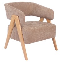 Πολυθρόνα ArteLibre BARTON Καφέ Ύφασμα-Ξύλο 74x67x66cm