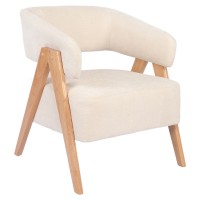 Πολυθρόνα ArteLibre BARTON Μπεζ Ύφασμα-Ξύλο 74x67x66cm