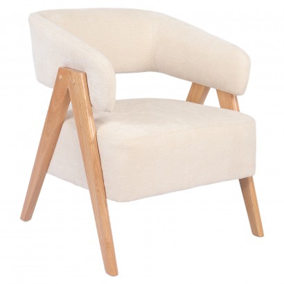 Πολυθρόνα ArteLibre BARTON Μπεζ Ύφασμα-Ξύλο 74x67x66cm