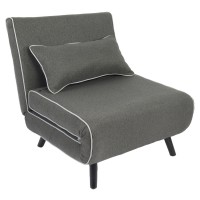 Κρεβάτι Ράντζο ArteLibre CALISTA Γκρι-Γκρι Ανοιχτό Ύφασμα-Ξύλο-Μέταλλο 78x200x28cm