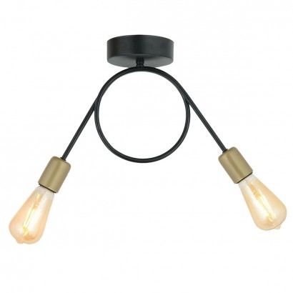 Φωτιστικό Κρεμαστό ArteLibre ZEYR Δίφωτο Αντικέ-Μαύρο Μέταλλο 45x30cm