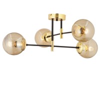 Φωτιστικό Κρεμαστό ArteLibre MAR Πολύφωτο Χρυσό-Μελί Μέταλλο-Γυαλί 70x35cm