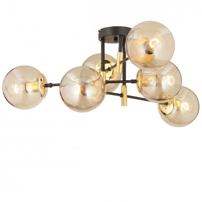 Φωτιστικό Κρεμαστό ArteLibre MAR Πολύφωτο Χρυσό-Μελί Μέταλλο-Γυαλί 70x35cm