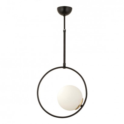 Φωτιστικό Κρεμαστό ArteLibre ER Μαύρο-Λευκό Μέταλλο-Γυαλί 30x70cm