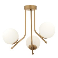 Φωτιστικό Κρεμαστό ArteLibre NID Τρίφωτο Αντικέ-Λευκό Μέταλλο-Γυαλί 58x55cm