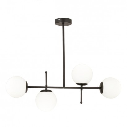 Φωτιστικό Κρεμαστό ArteLibre GUN Πολύφωτο Μαύρο-Λευκό Μέταλλο-Γυαλί 85x67cm